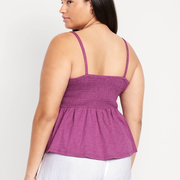 Old Navy Pink Smocked Crochet Peplum Top Spaghetti Straps Women’s Plus Size XXL - Picture 3 of 7